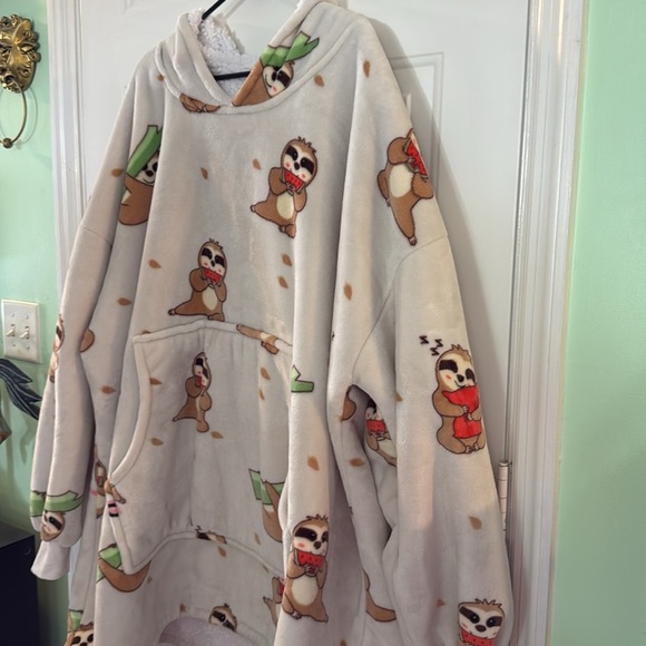 Three Poodle Oversized Wearable Blanket Hoodie Sloth Print Warm Cozy Winter Gift - Picture 3 of 11